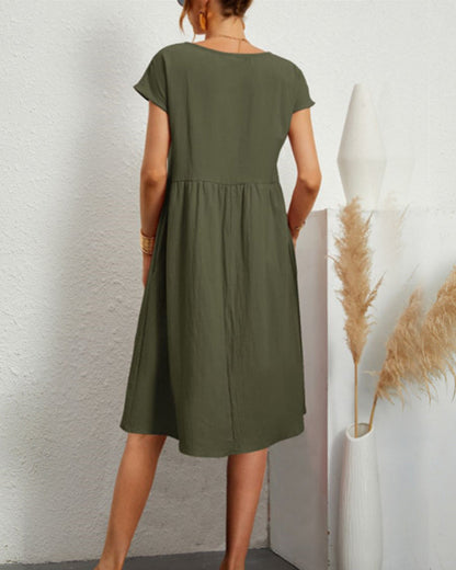 Ivy - Relaxed Linen Blend Knee-Length Dress