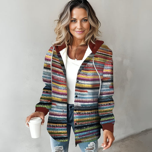 Jazia - Colorful knitted hooded sweater